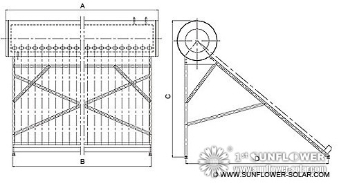 Dimensi&oacute;n del calentador de agua solar